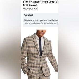Slim Fit Check Plaid Wool BlendSuit JacketASOS DESIGN